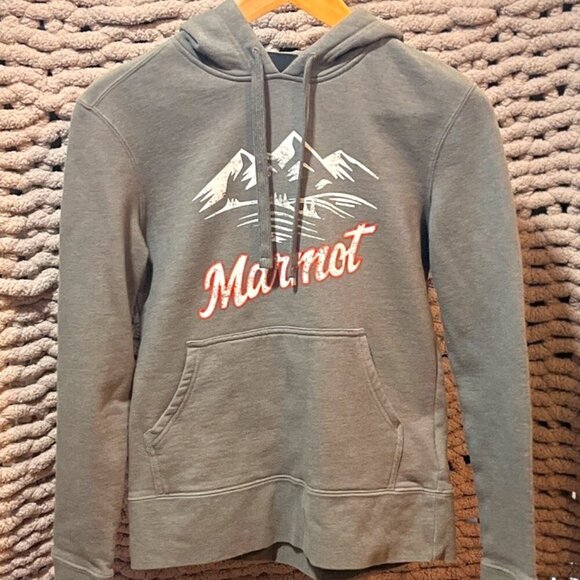Marmot Woman;s Grey Hoodie Mountain Graphic Size Medium - Picture 1 of 7